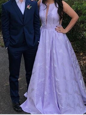 Sherri Hill Lilac Floral Ball Gown Prom Dress